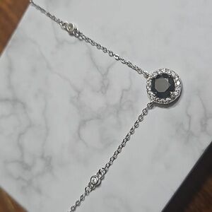 Certified Black Moissanite Diamond 6.5 mm Pendant and Chain Necklace 925 SS New